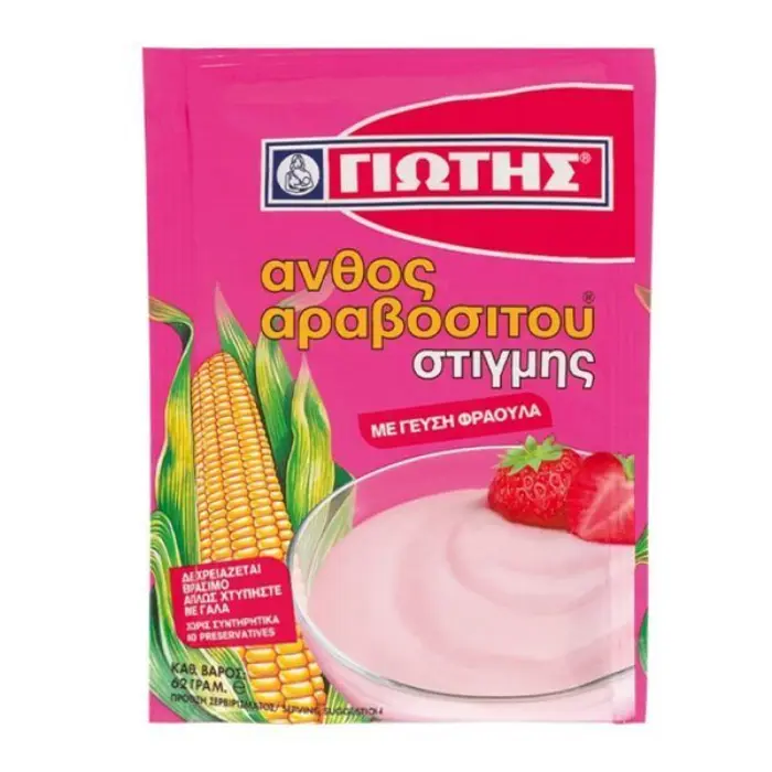 Anthos aravanositoy aardbeien Jiotis Instant Pudding Aardbei 62 gr - Afbeelding 1