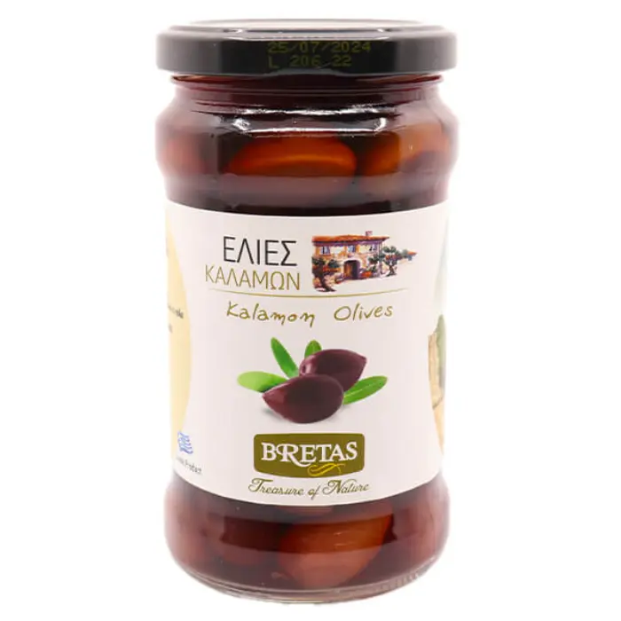 Bretas Kalamata olijven met pit 314 ml Bretas Kalamata olijven 314 gr - Afbeelding 1