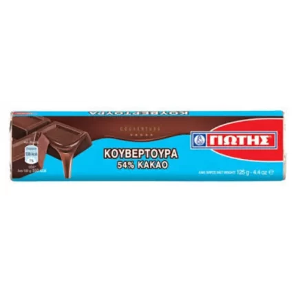 Jiotis Kouvertoura 54% cacao 125 gr glutenvrij