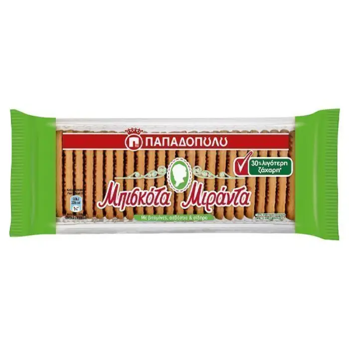 miranta minser suiker Papadopoulou Miranda biscuit minder suiker 250 gr - Afbeelding 1