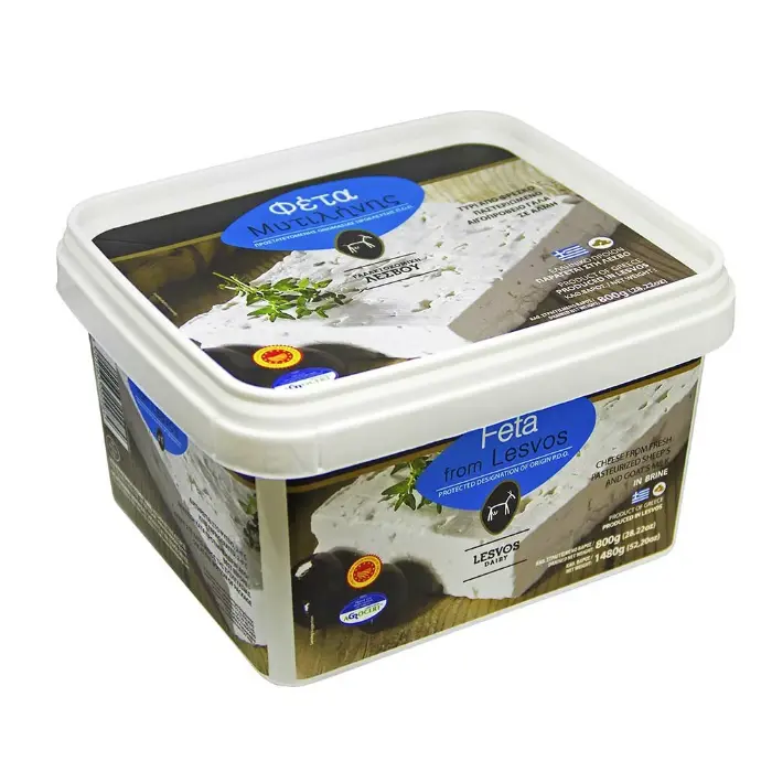 Feta-Mytlilinis-PDO-800g-Brine-Lesvos-Dairy (1) Feta Lesvos in wei voorgesneden 800 gr - Afbeelding 1